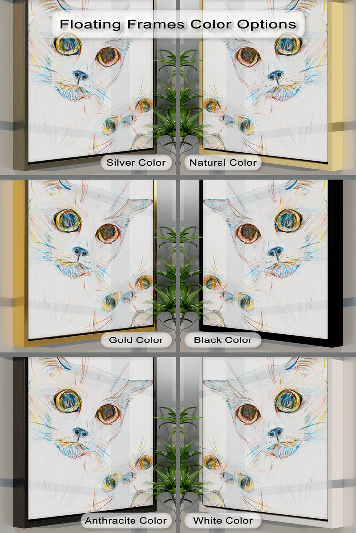 Color Stare – Abstract Cat Faces in Pastel Lines Cat Canvas Print - MyPhotoStation