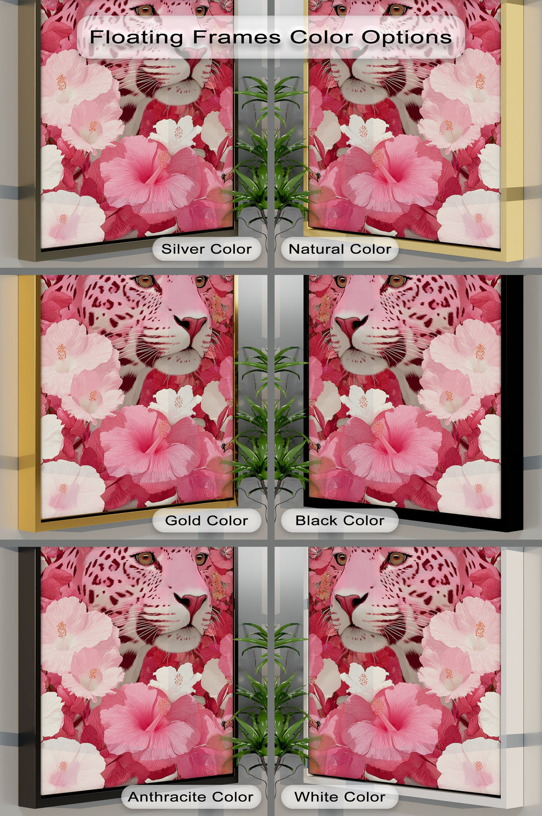 Blush Predator – Pink Leopard in Hibiscus Jungle Canvas Print