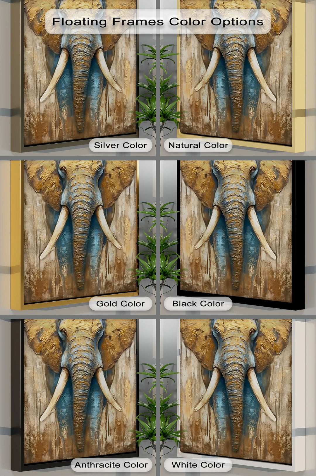 Majestic Elephant Head with Golden Texture – Wildlife Canvas Print - MyPhotoStation