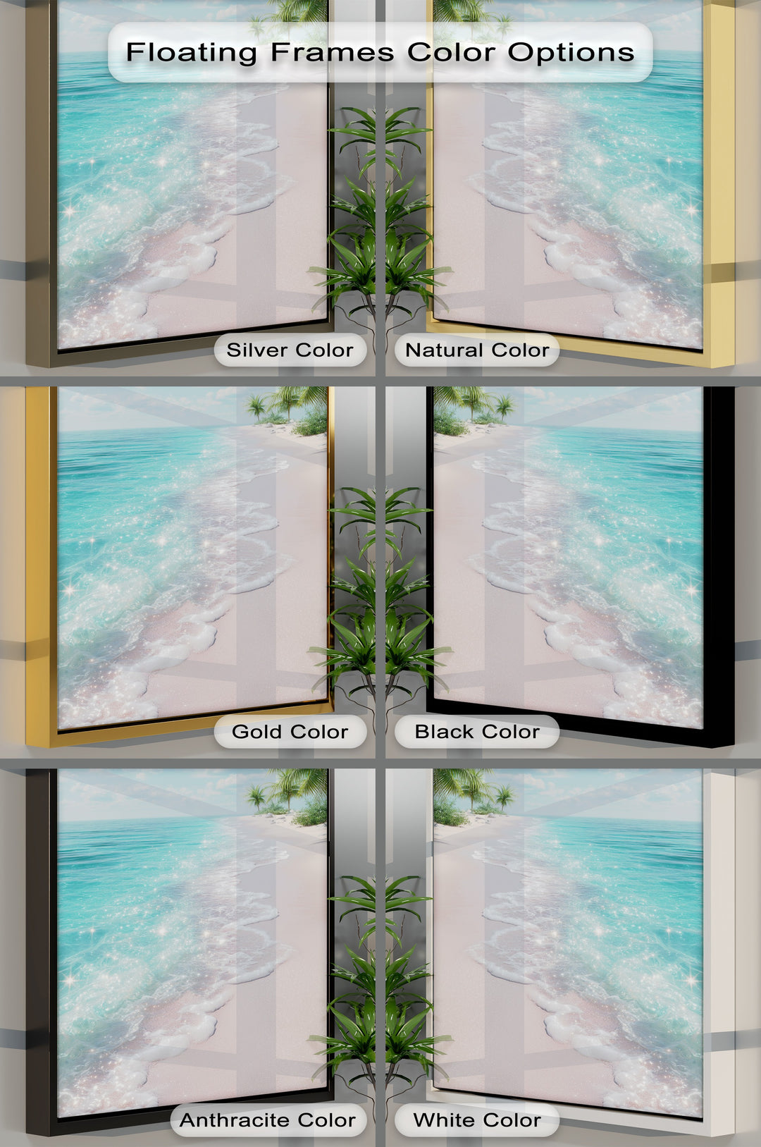 Tropical Bliss – Sparkling Pink Beach Canvas Print