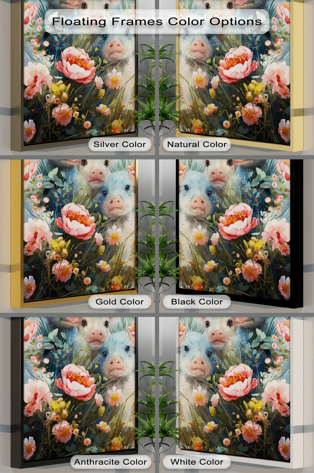 Blossom Companions – Piglets Among Spring Blooms Animal Canvas Print - MyPhotoStation