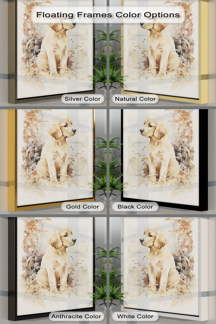 Golden Retriever in Autumn Light – Vintage Style Puppies Canvas Print