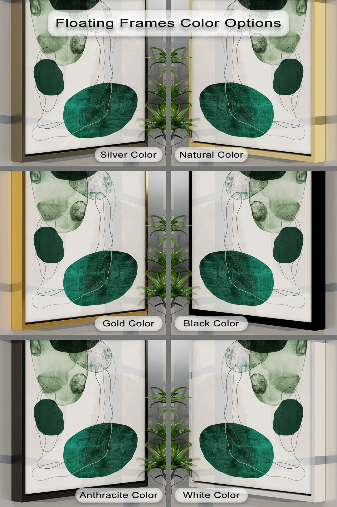 Floating Emerald Forms – Contemporary Abstract Canvas Print - MyPhotoStation
