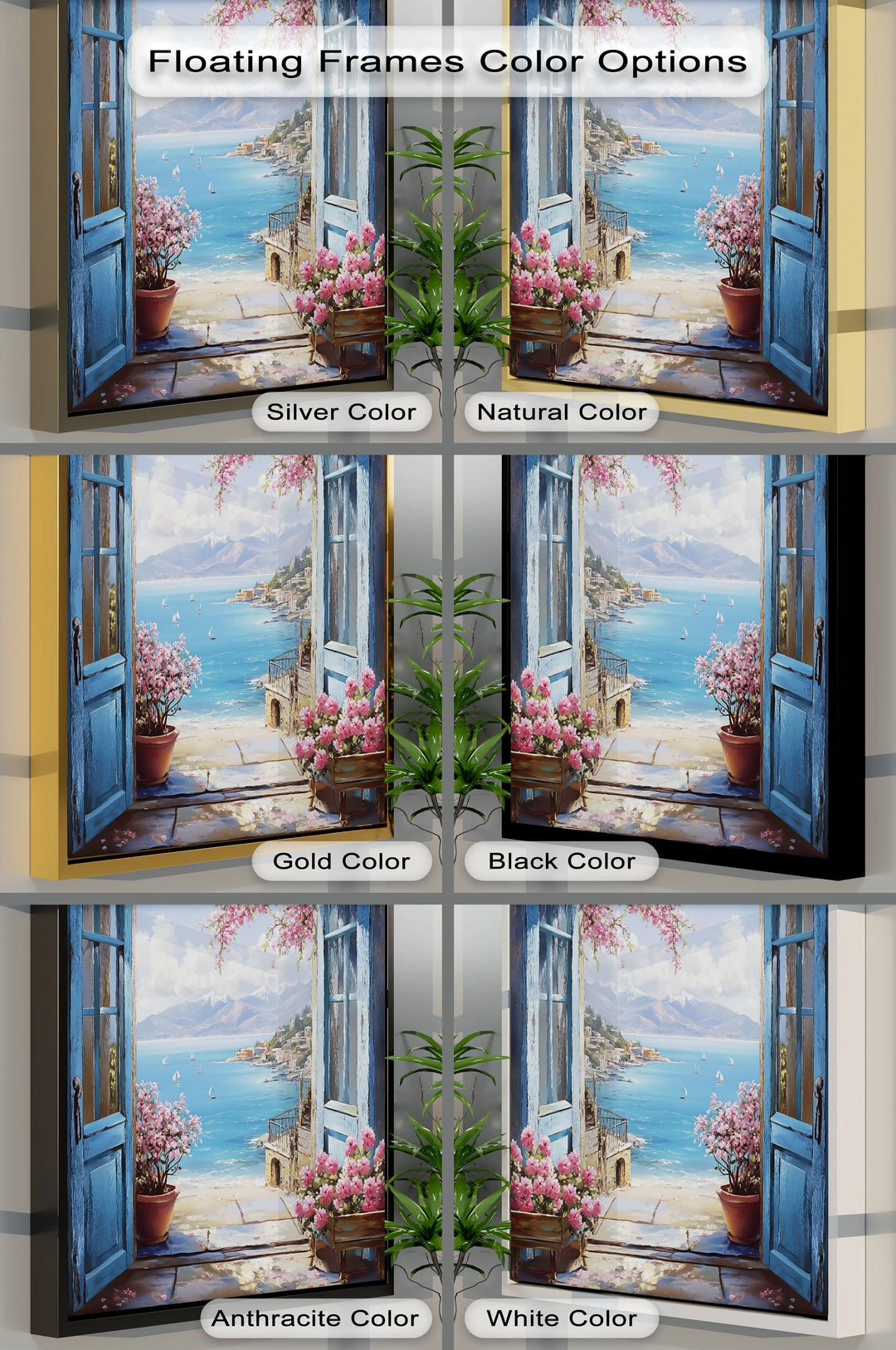 Mediterranean View – Open Window with Coastal Seascape Canvas Print - MyPhotoStation