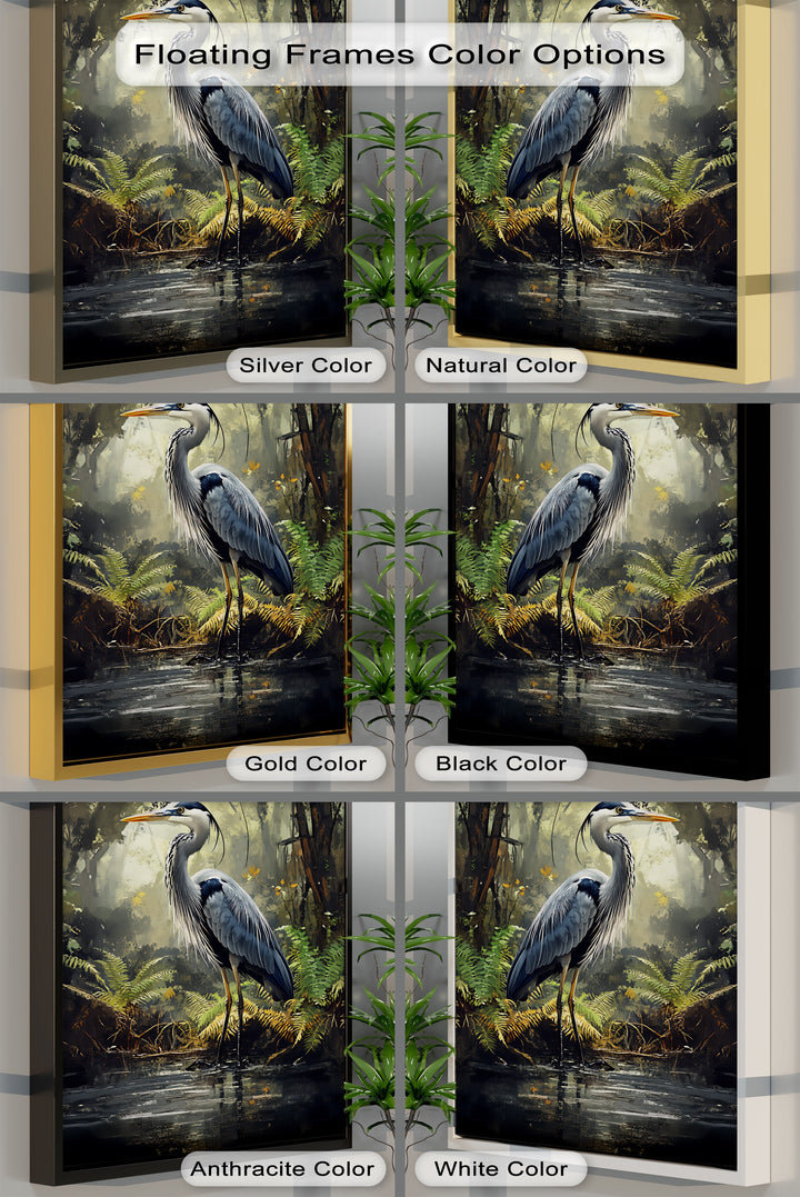 Misty Forest Heron – Wildlife Landscape Canvas Print