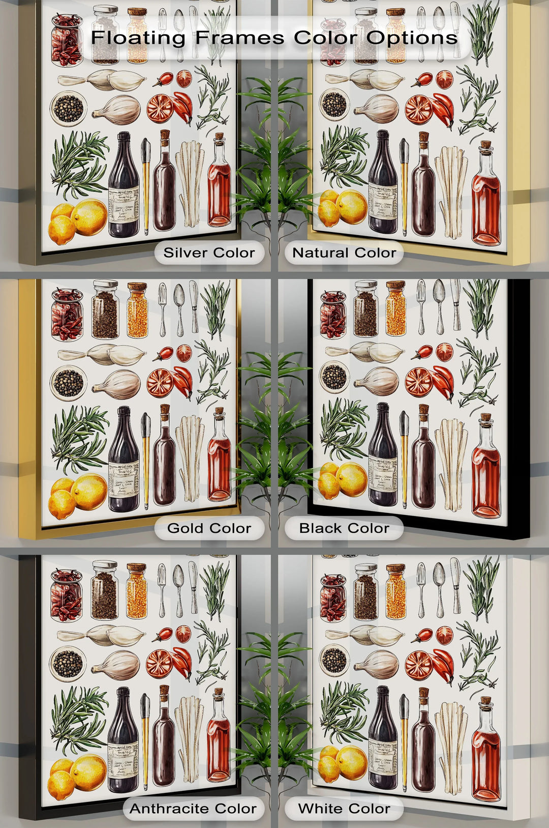 Kitchen Essentials – Illustrated Herbs & Spices Canvas Print - MyPhotoStation