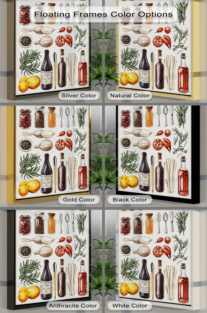 Kitchen Essentials – Illustrated Herbs & Spices Canvas Print - MyPhotoStation