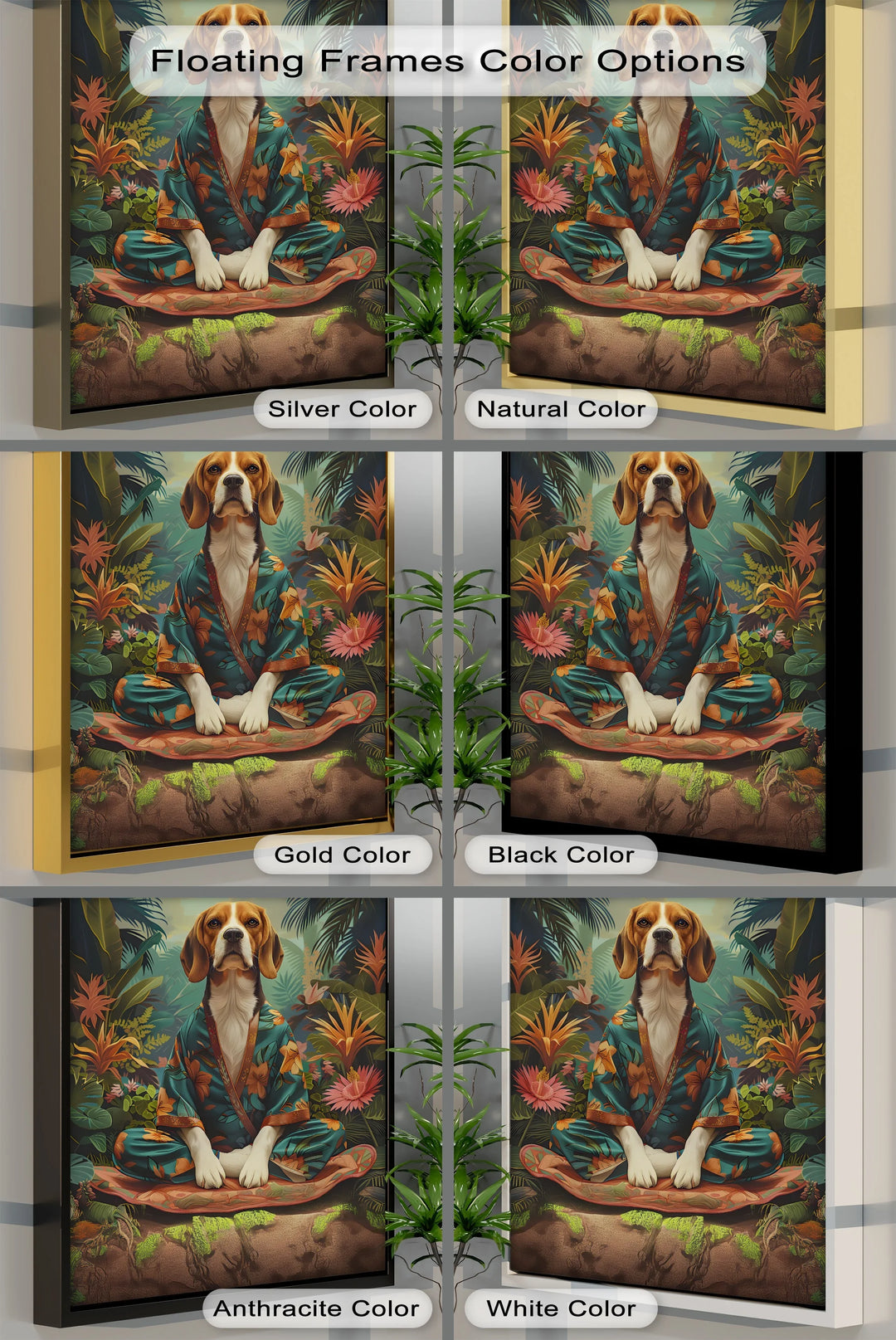 Jungle Zen Beagle – Tropical Meditation Dog Portrait Puppies Canvas Print - MyPhotoStation