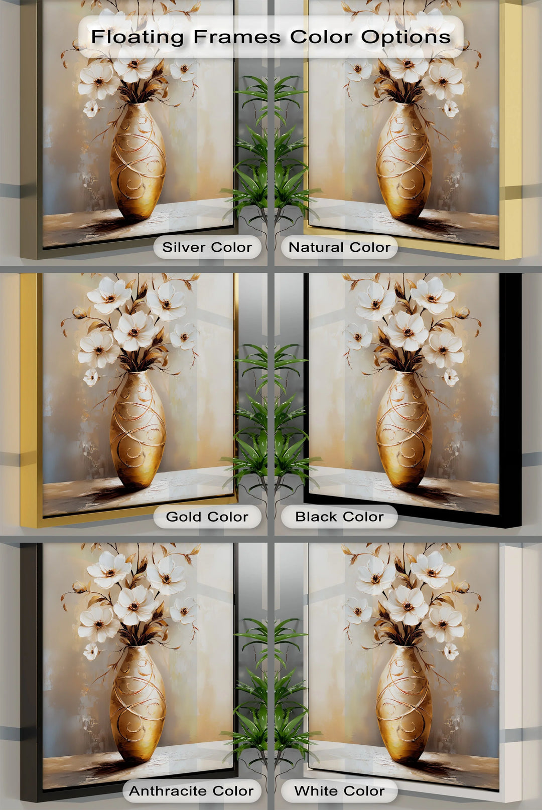 Golden Bloom – Elegant White Floral Arrangement Canvas Print - MyPhotoStation