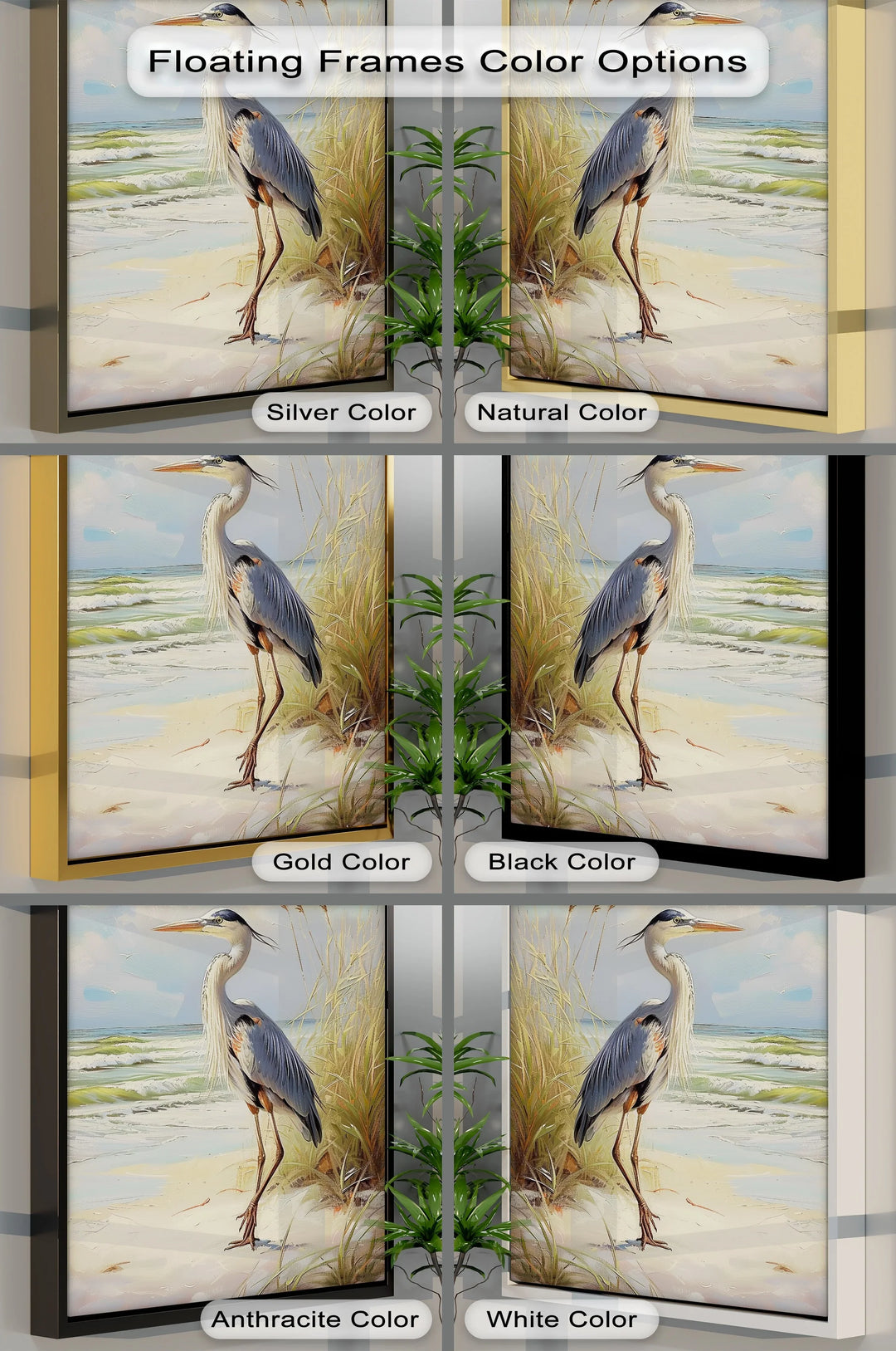 Coastal Grace – Majestic Heron by the Shore Canvas Print - MyPhotoStation