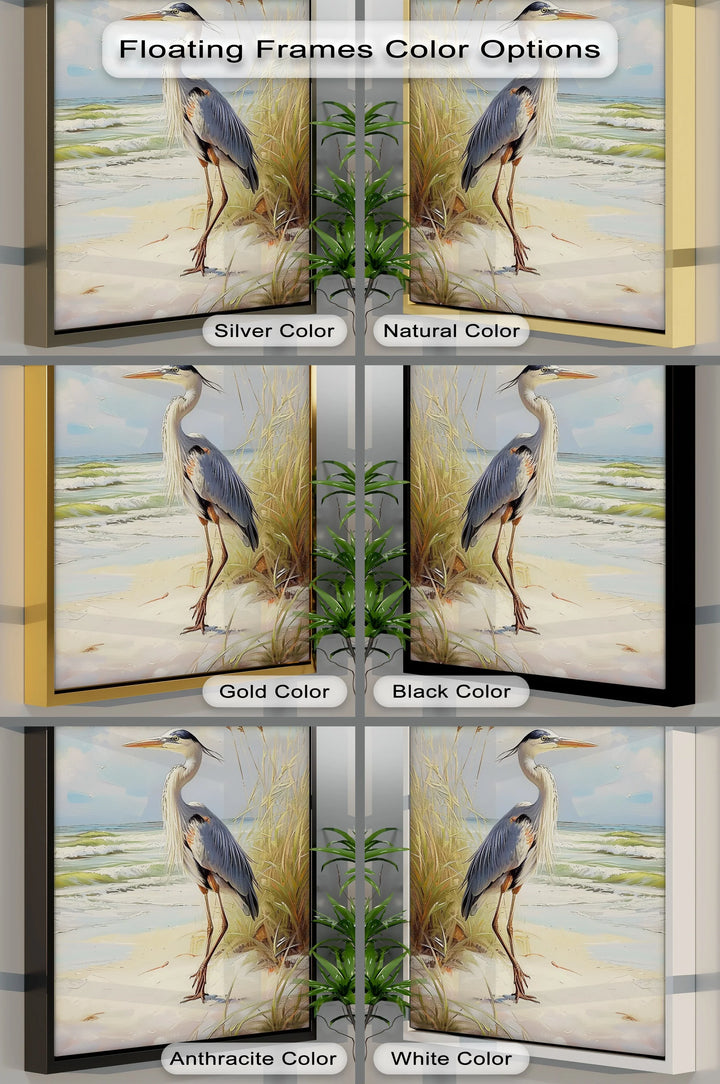 Coastal Grace – Majestic Heron by the Shore Canvas Print - MyPhotoStation