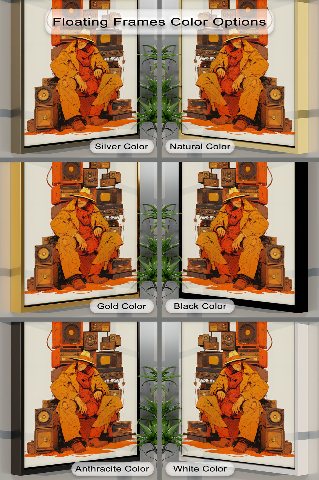 Desert Frequencies – Cowboy and Speakers Retro Canvas Print