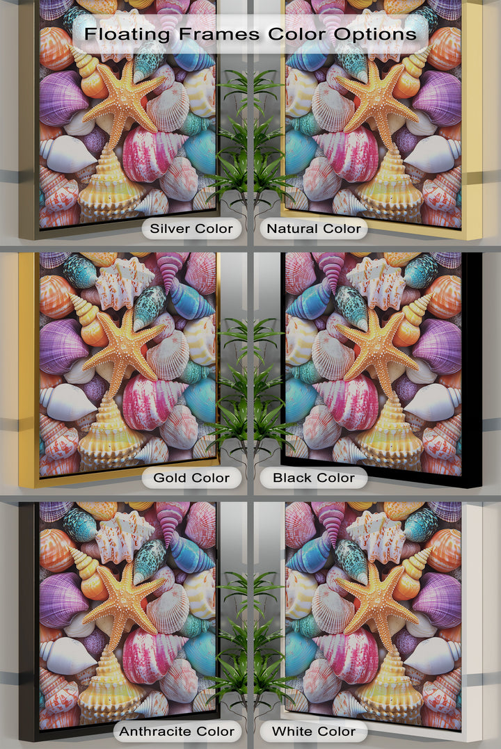 Vibrant Coastal Shells – Colorful Canvas Print