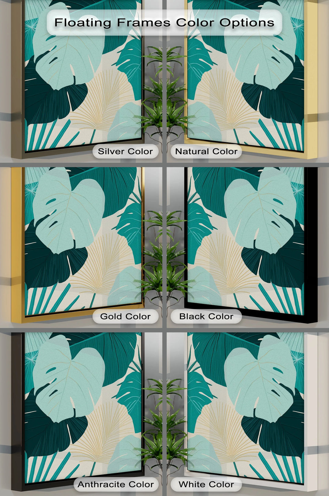 Tropical Oasis – Teal and Beige Monstera Canvas Print - MyPhotoStation