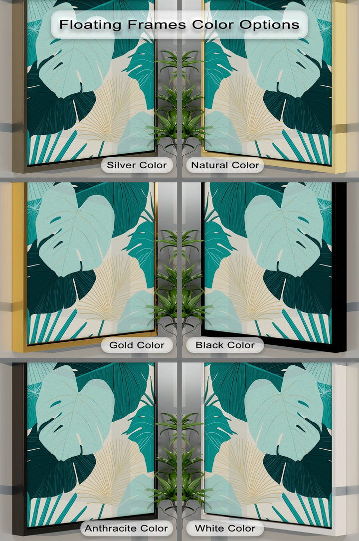 Tropical Oasis – Teal and Beige Monstera Canvas Print - MyPhotoStation