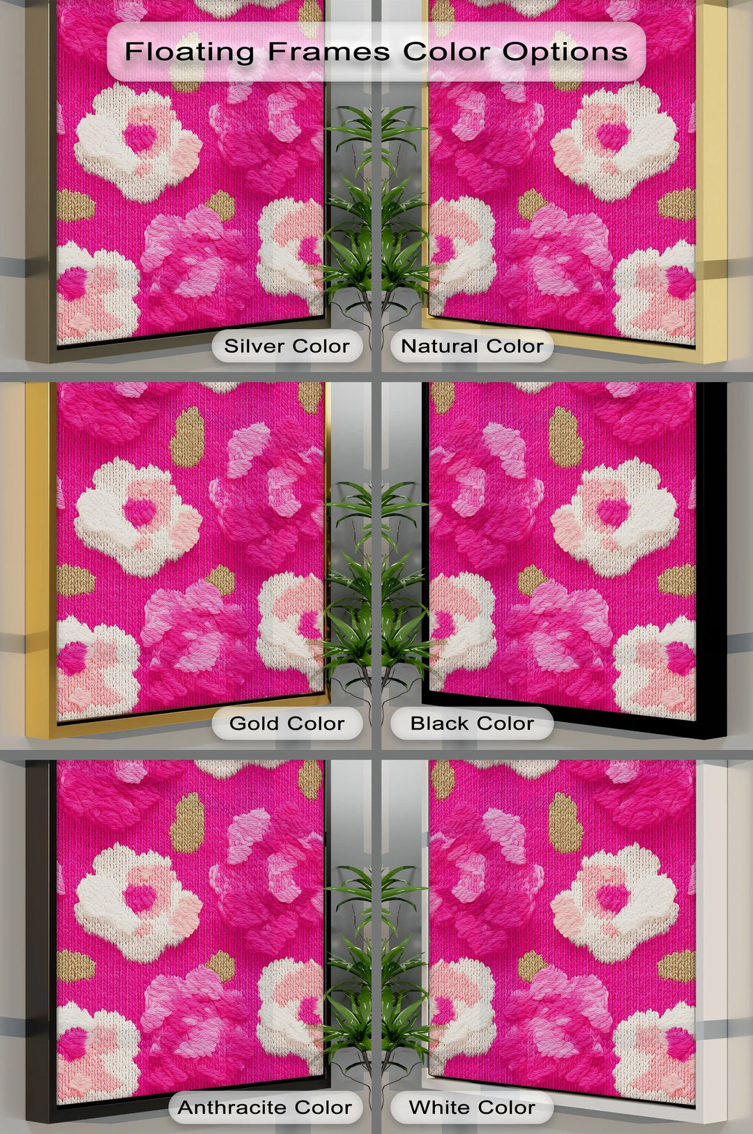 Bold Pink Floral Knit Pattern – Modern Yarn Texture Canvas Print - MyPhotoStation