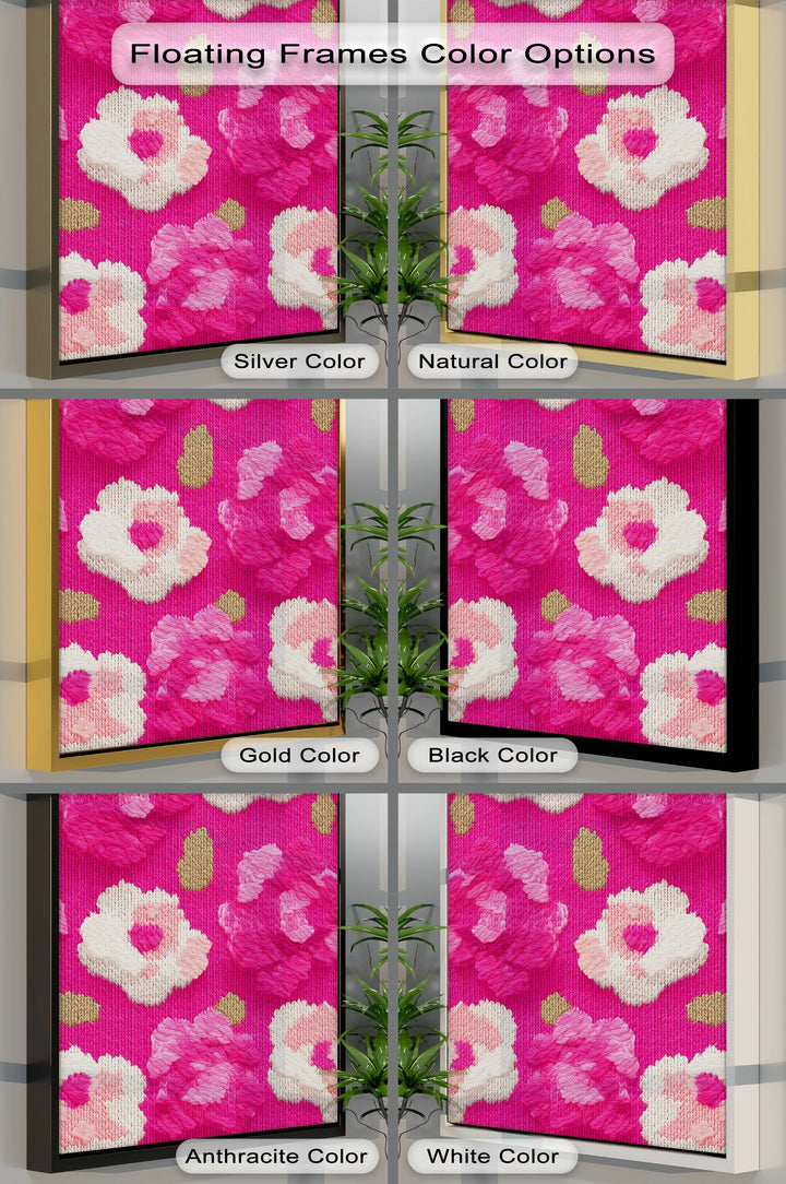 Bold Pink Floral Knit Pattern – Modern Yarn Texture Canvas Print - MyPhotoStation
