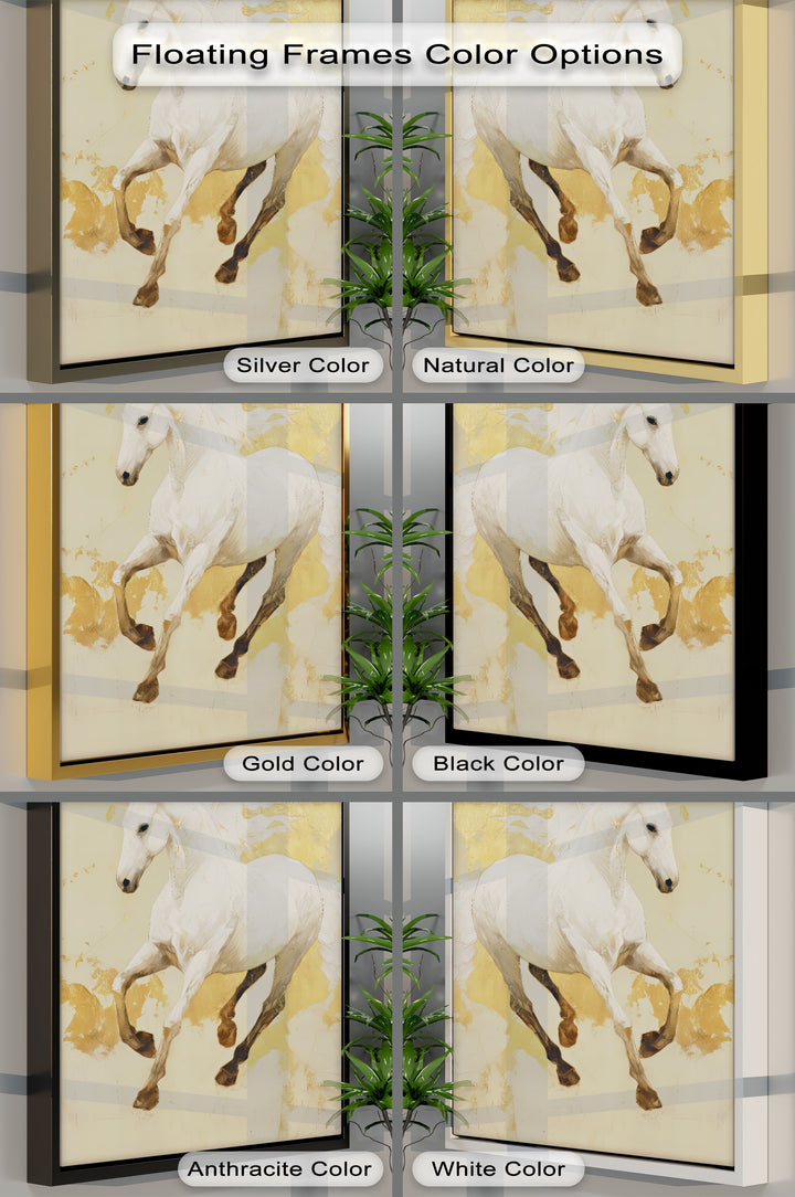 Celestial Charge – Golden White Horse Fantasy Canvas Print