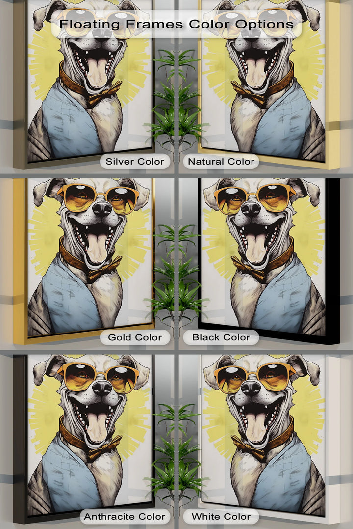Sunshine Smile Pup – Retro Cool Dog Portrait Puppies Canvas Print - MyPhotoStation