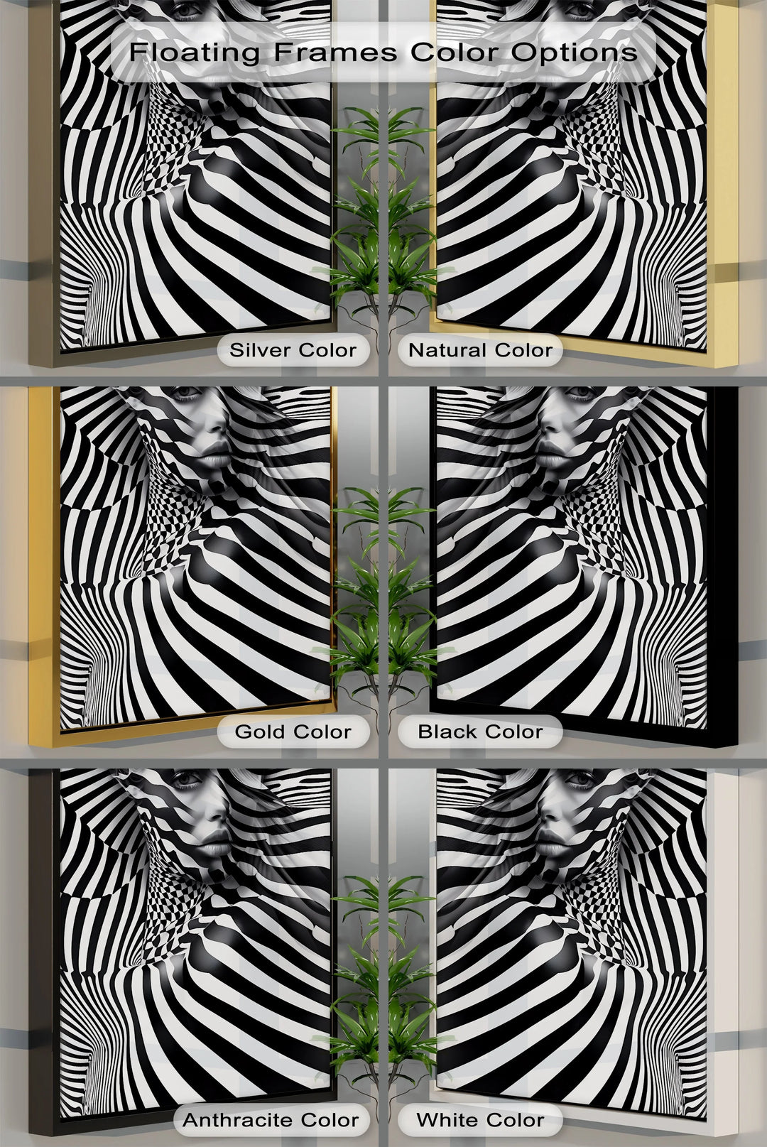 Illusionary Muse – Optical Portrait in Black & White Canvas Print - MyPhotoStation