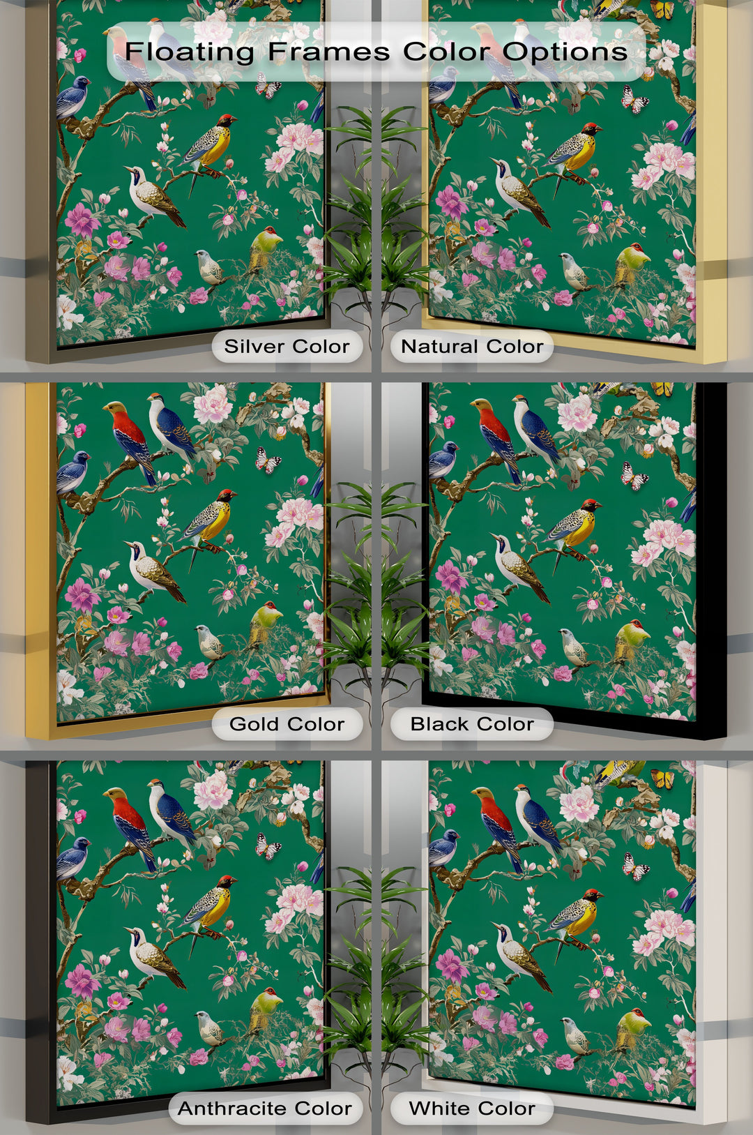 Birds and Flowers - Botanical Canvas Wall Art | Artwork Canvas
