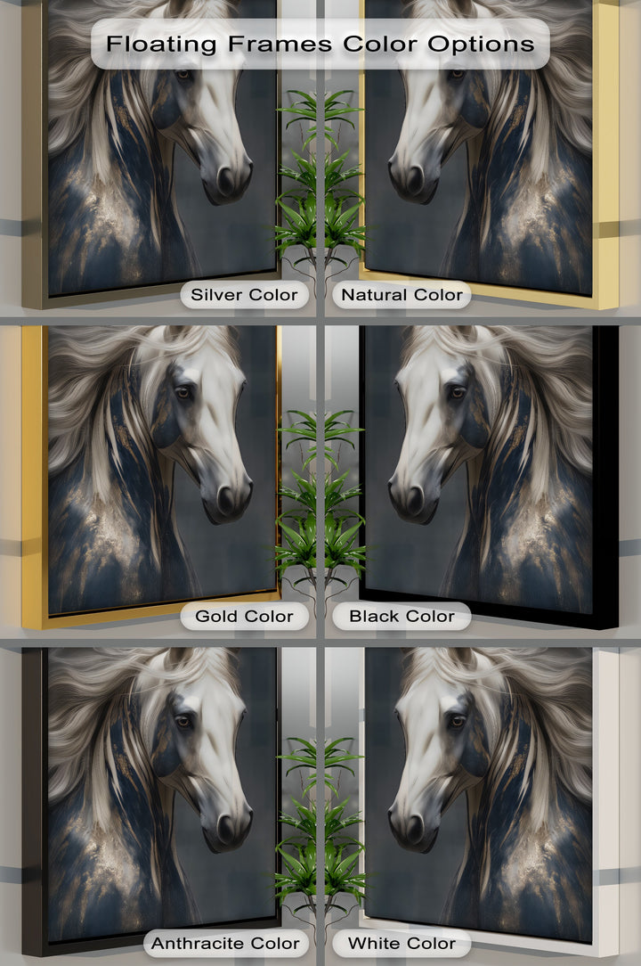 Silent Majesty – White Mane Horse Portrait Canvas Print