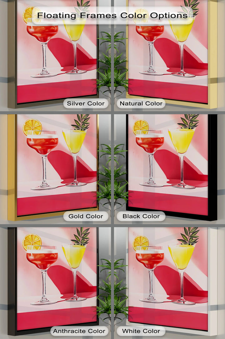 Sunset Sips – Modern Cocktail Glasses Canvas Print - MyPhotoStation