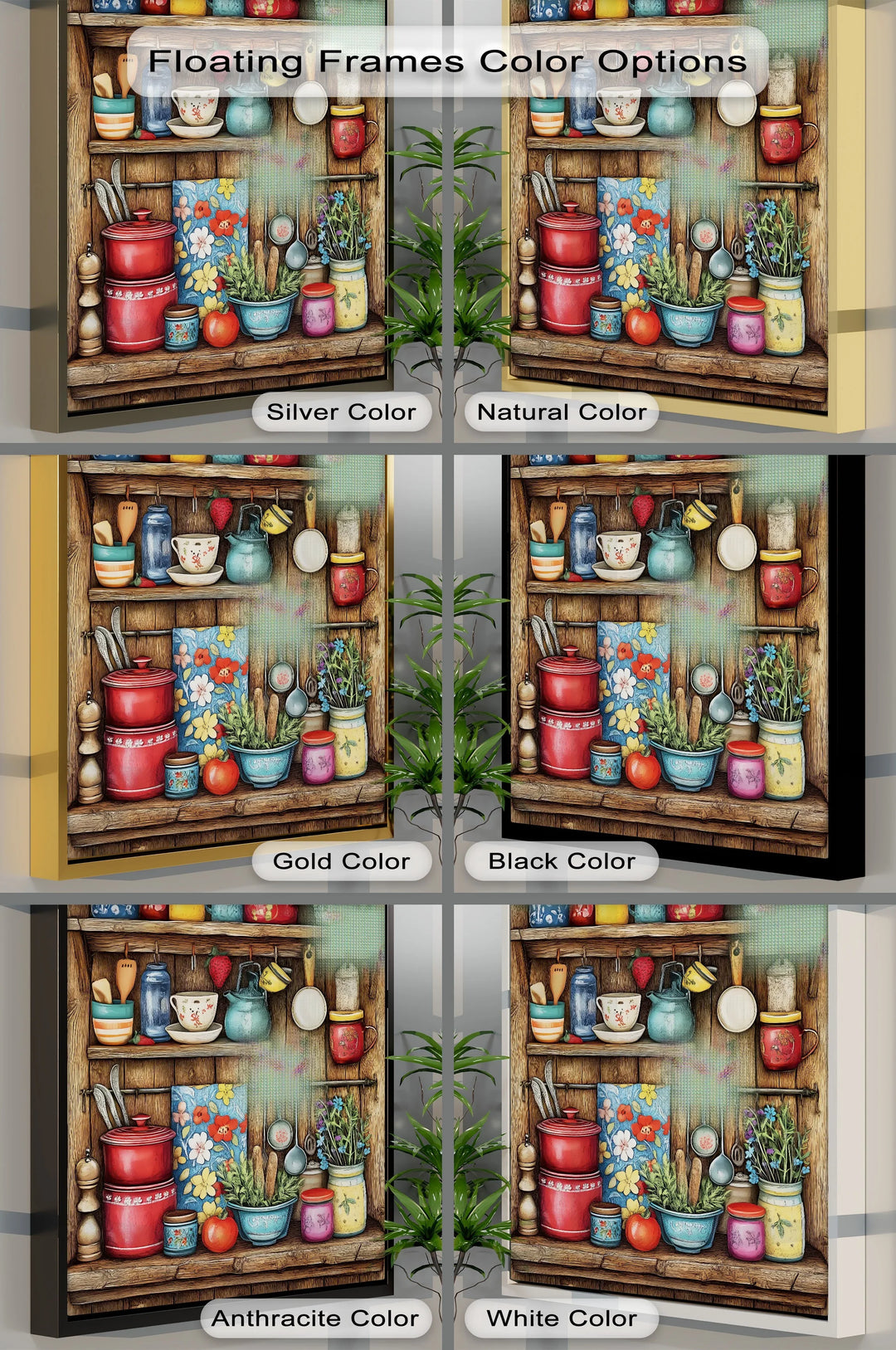 Rustic Kitchen Shelf – Vintage Floral Kitchen Canvas Print - MyPhotoStation