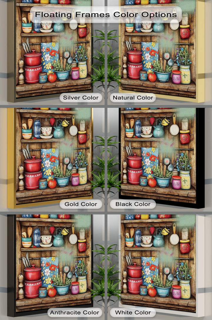 Rustic Kitchen Shelf – Vintage Floral Kitchen Canvas Print - MyPhotoStation