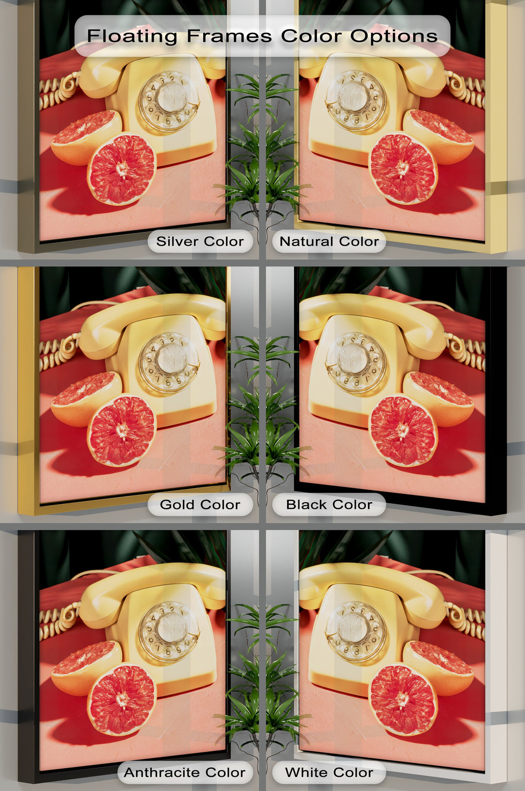 Tropic Call – Retro Telephone & Grapefruit Pop Art Canvas Print
