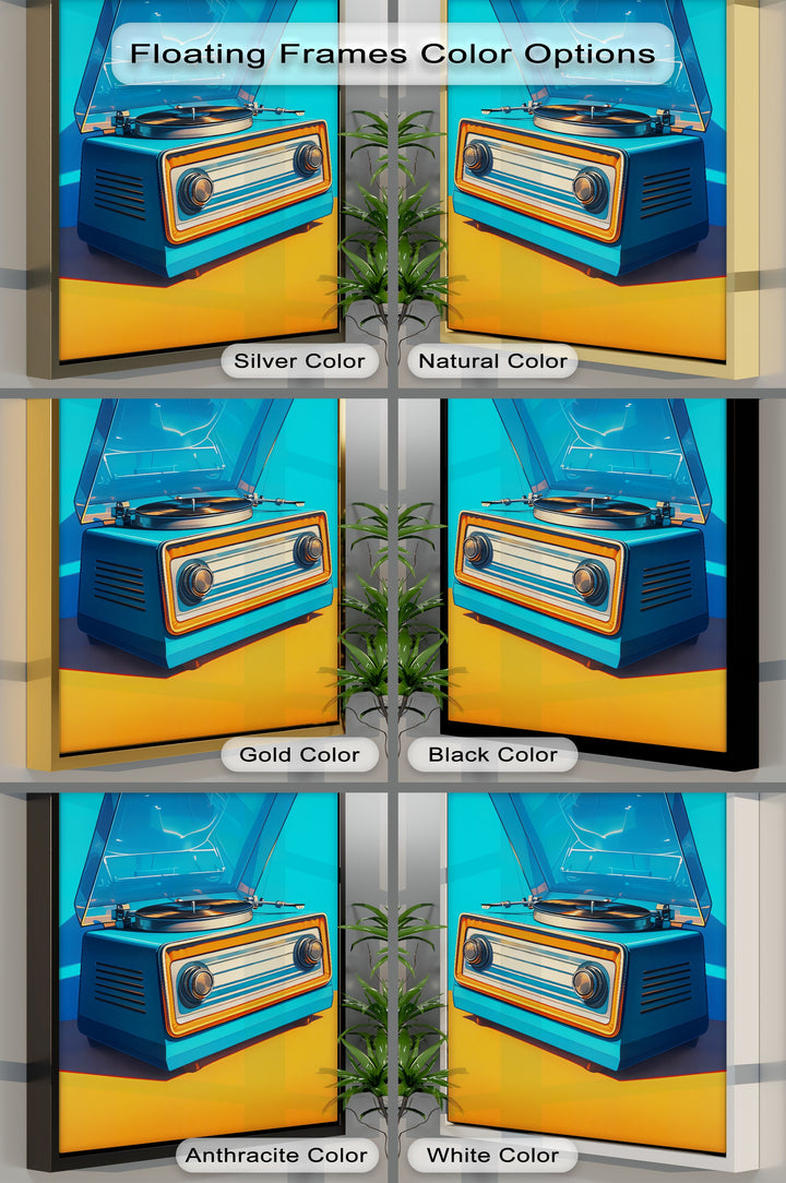 Retro Groove – Bright Blue Turntable Canvas Print