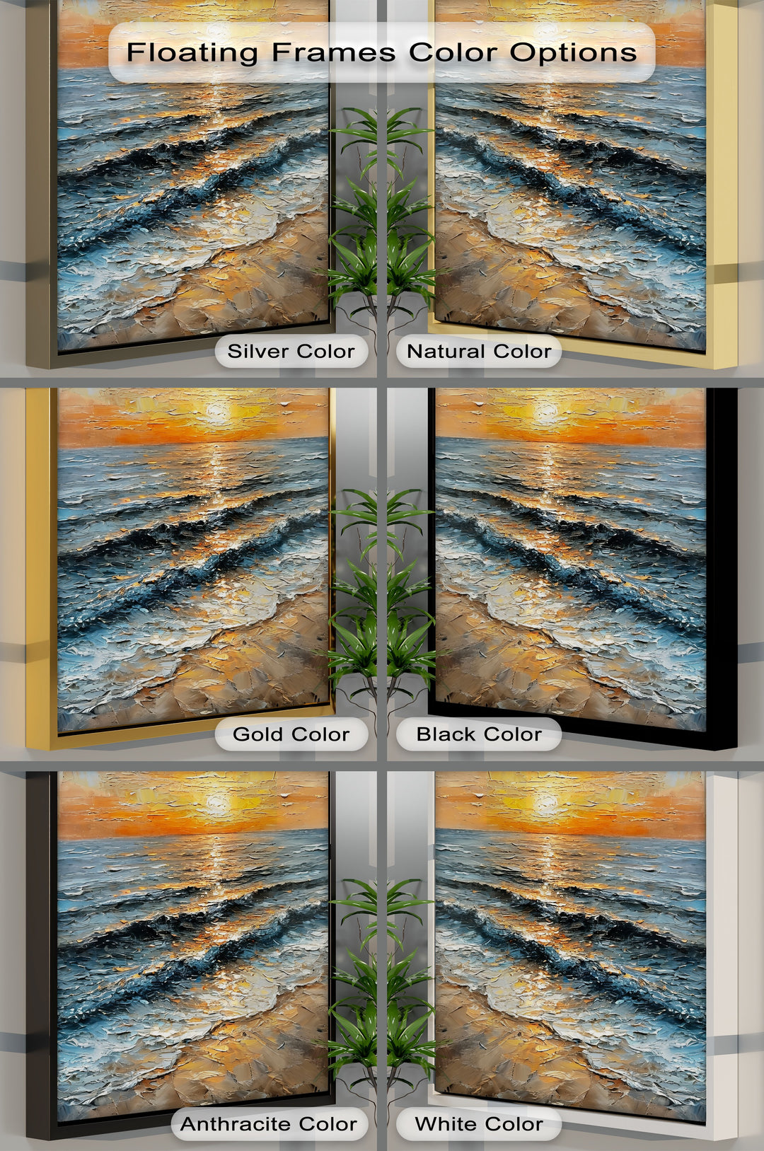 Golden Horizon – Textured Sunset Seascape Canvas Print
