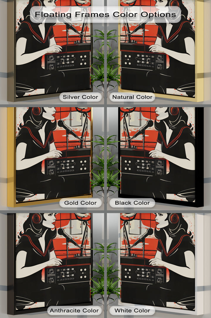 Radio Rebel – Retro Female DJ Illustration Canvas Print