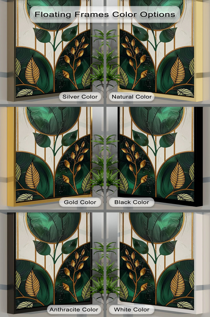 Golden Botanica – Luxe Leaf Design in Emerald and Gold Canvas Print - MyPhotoStation