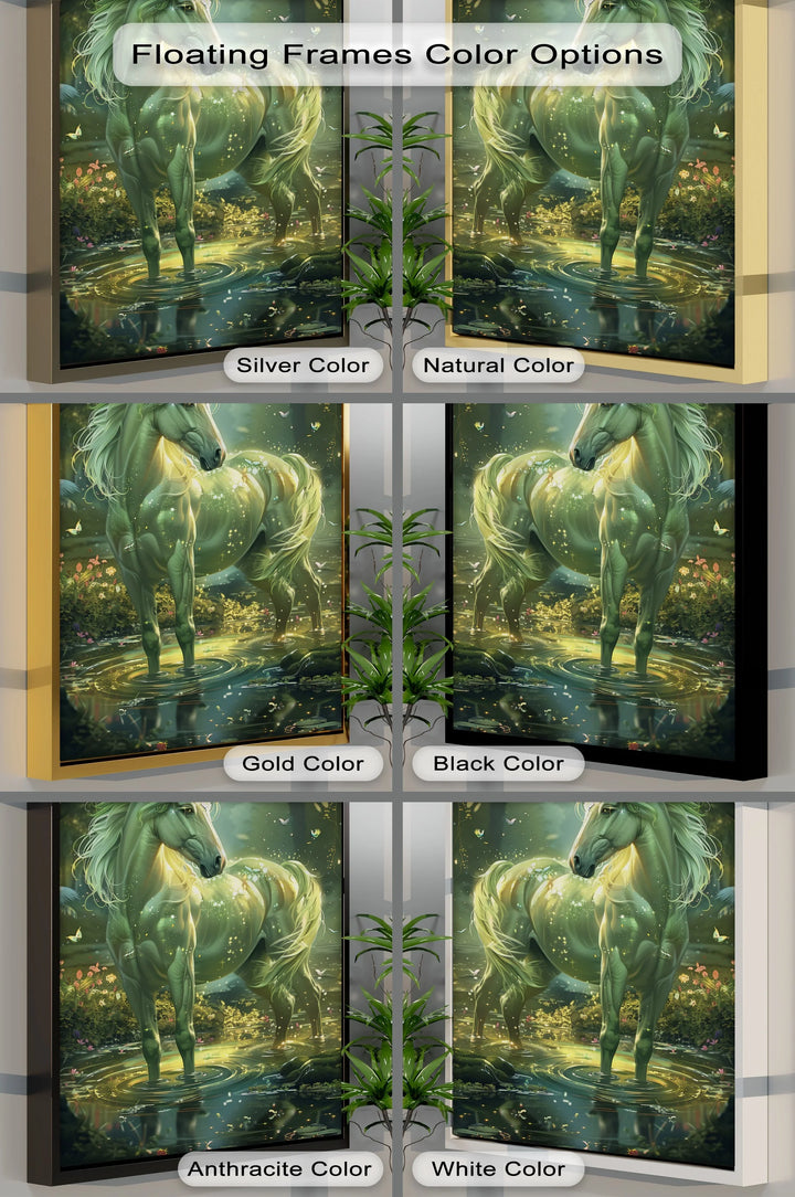 Glowing Green Unicorn in Enchanted Pond - Animal Canvas Print - MyPhotoStation
