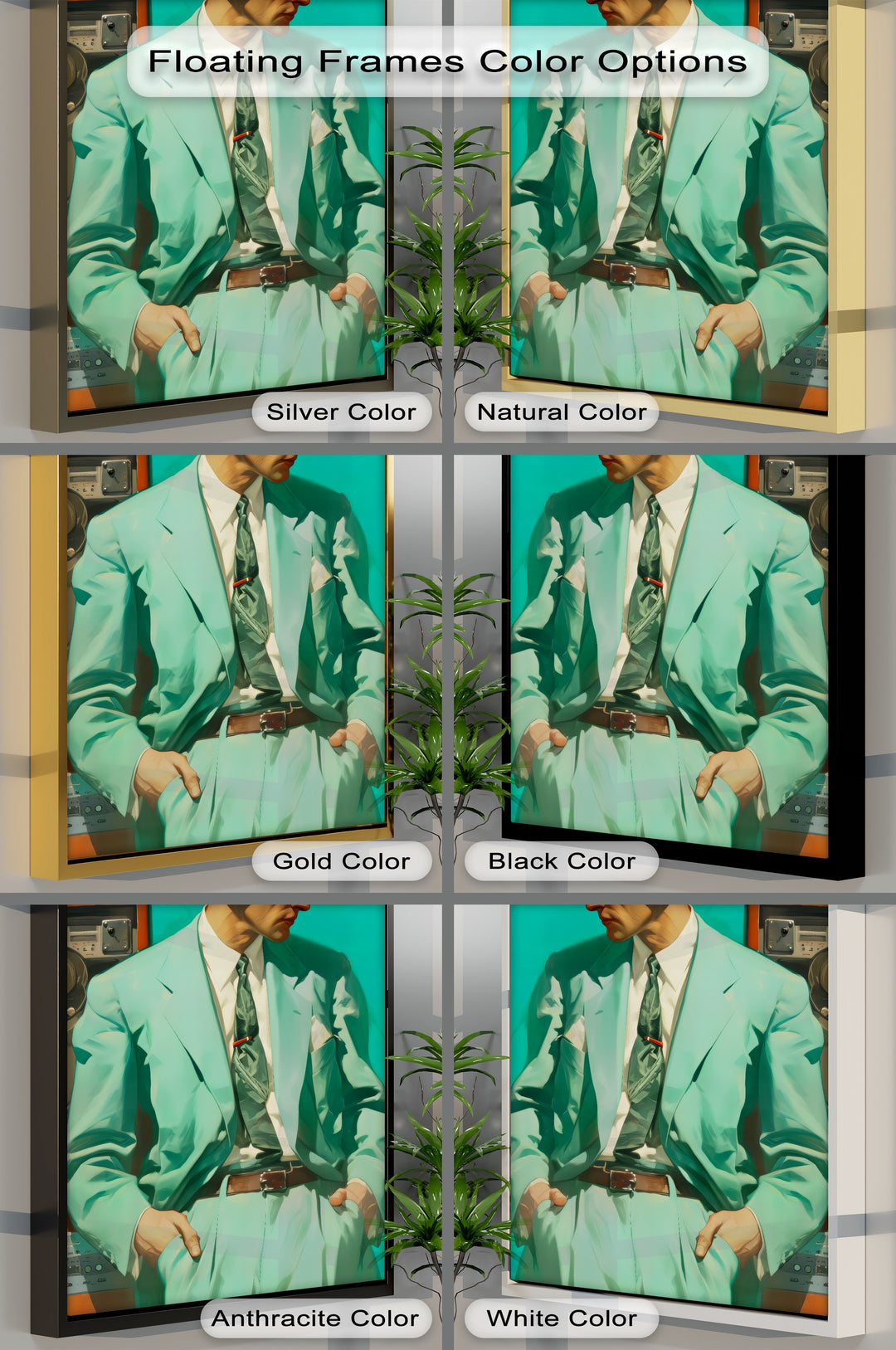 The Audiophile – Retro Cool Man in Teal Suit Canvas Print