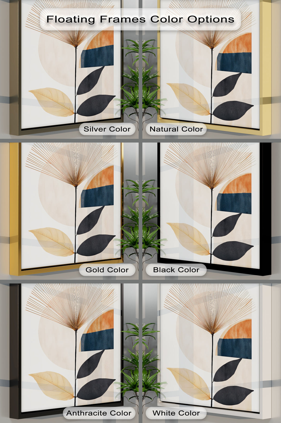 Geometric Botanical Abstract Canvas Wall Art | Colorful Art
