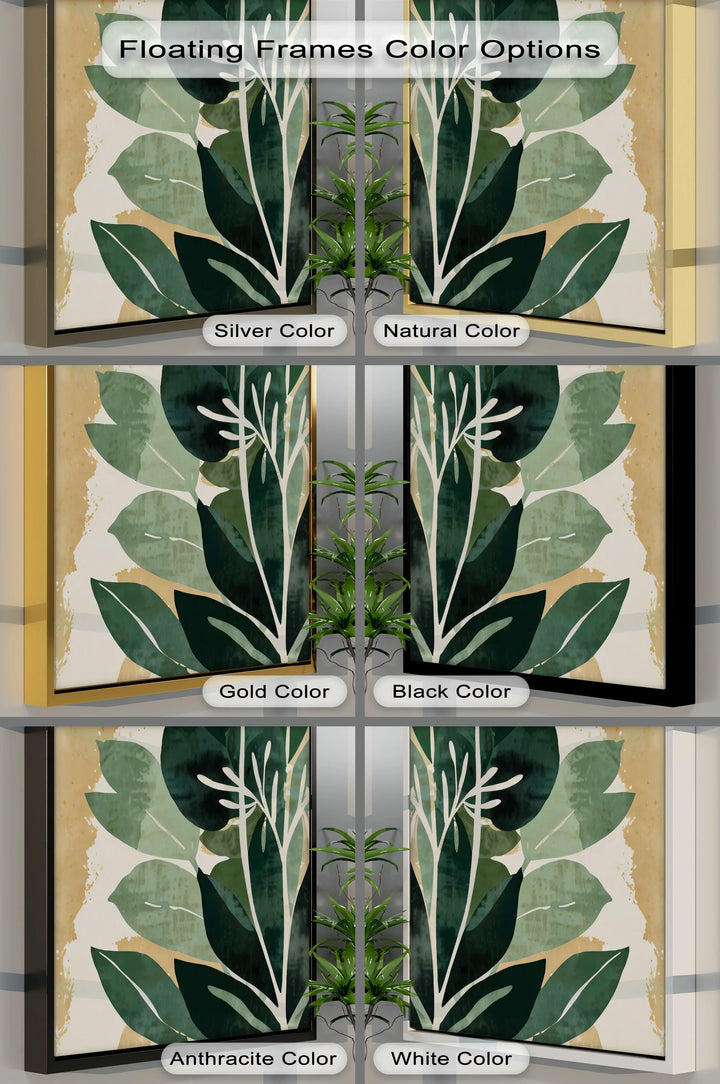 Earthy Botanical Harmony – Abstract Green Leaf Canvas Print - MyPhotoStation