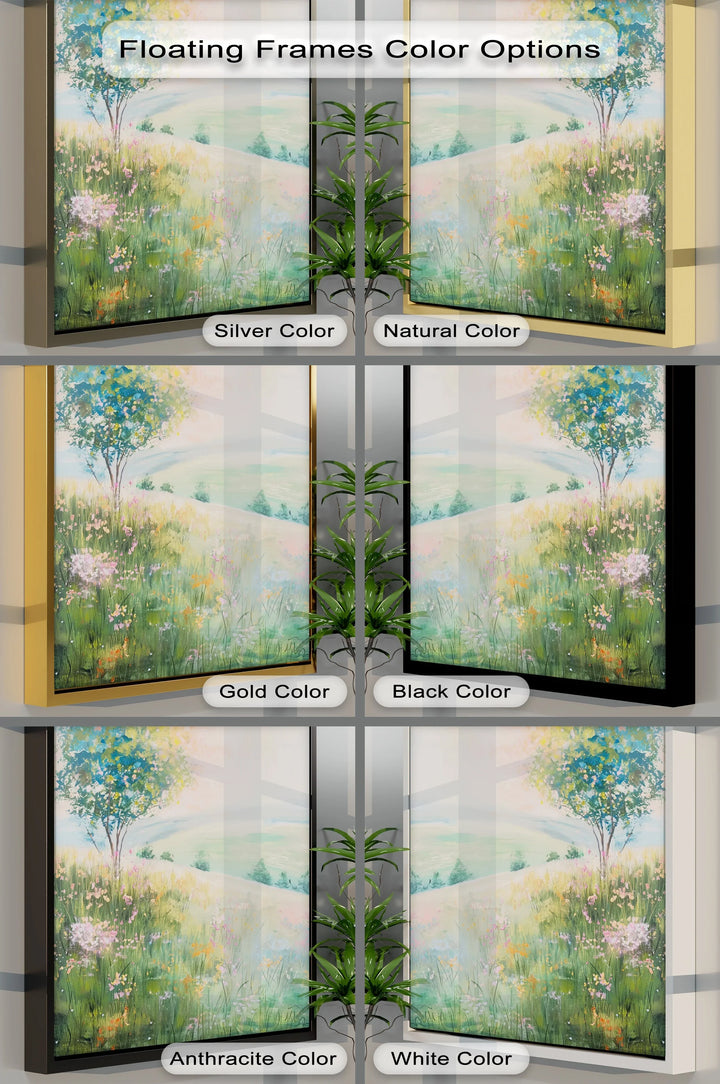 Blossom Breeze Hillside – Spring Meadow Landscape Canvas Print