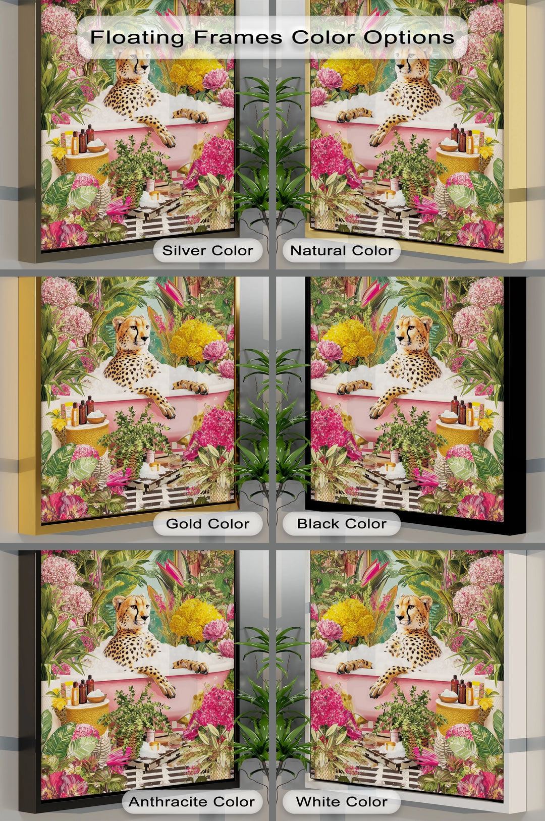 Cheetah in Pink Bathtub – Whimsical Jungle-Inspired Canvas Print - MyPhotoStation
