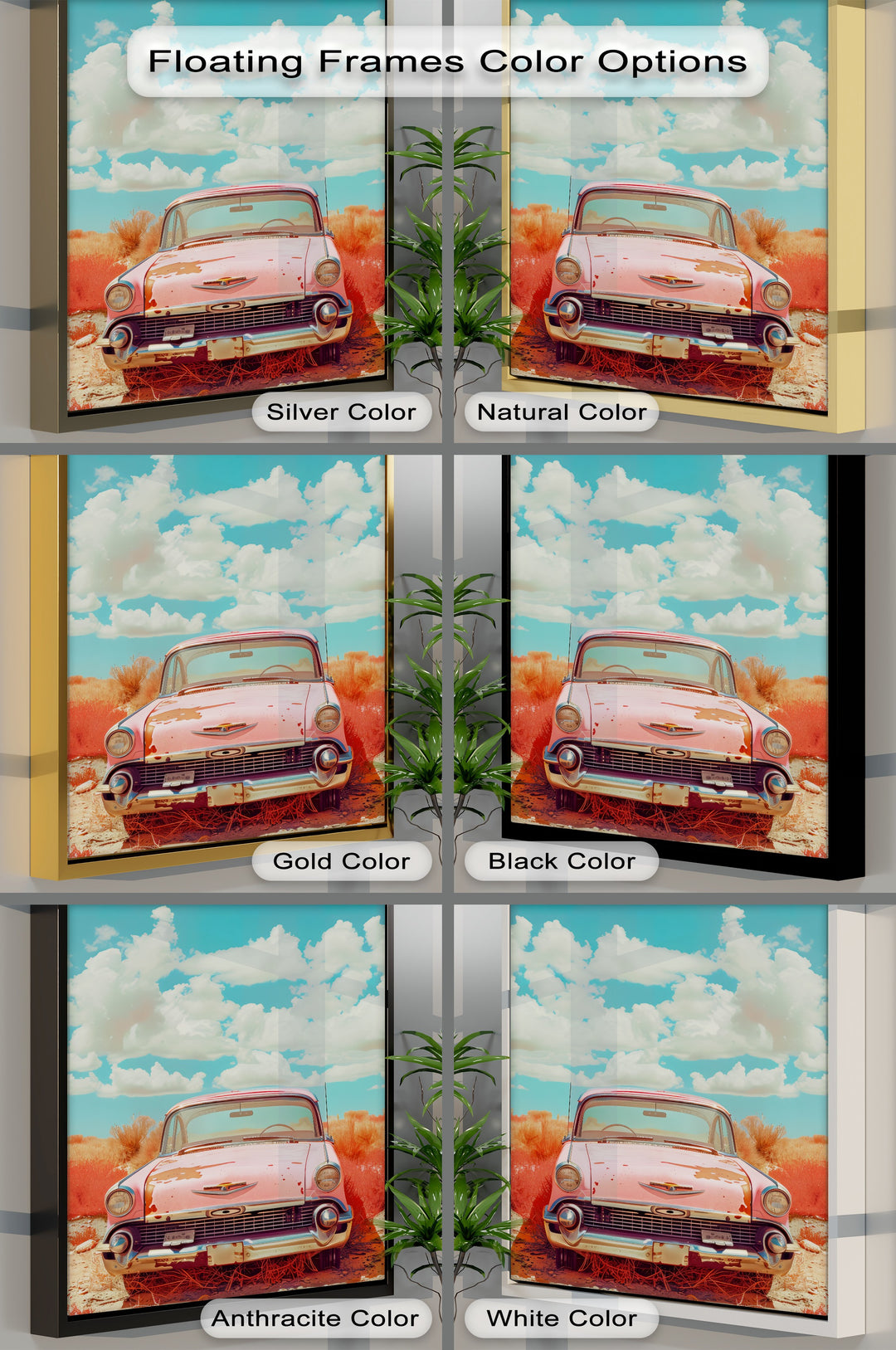 Desert Drift – Faded Pink Classic Car Canvas Print