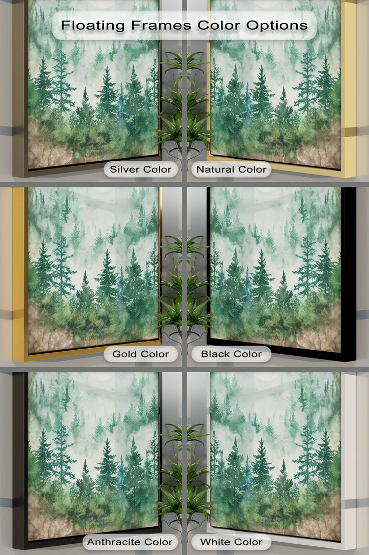 Misty Pines – Watercolor Forest Landscape Canvas Print