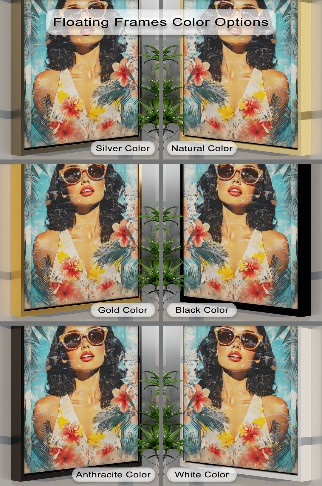 Summer Muse – Tropical Woman with Sunglasses Canvas Print