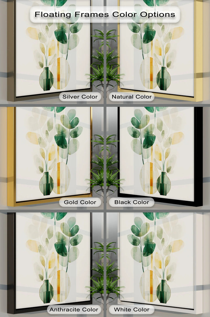 Modern Botanical Silhouettes in Glass Vases – Minimal Nature Canvas Print - MyPhotoStation