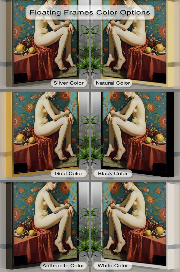 Floral Reverie – Seated Nude with Vintage Erotic Canvas Print - MyPhotoStation