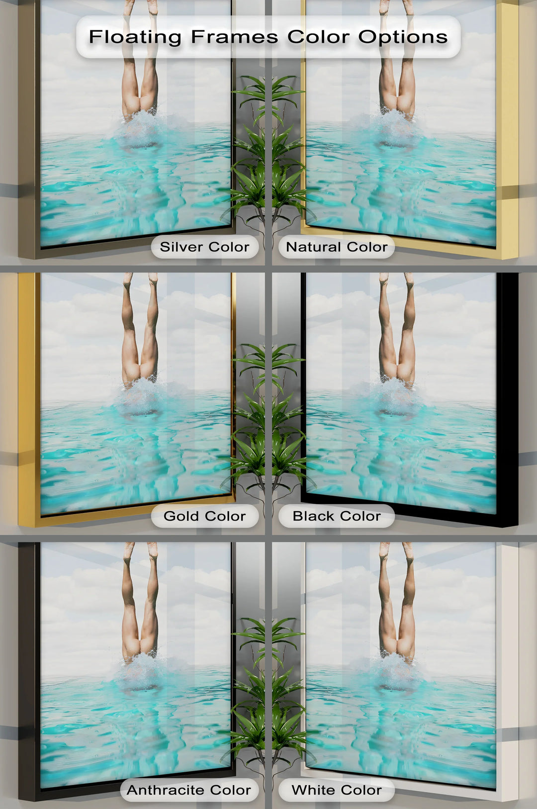 Splash Elegance – Nude Dive into Turquoise Waters Canvas Print - MyPhotoStation