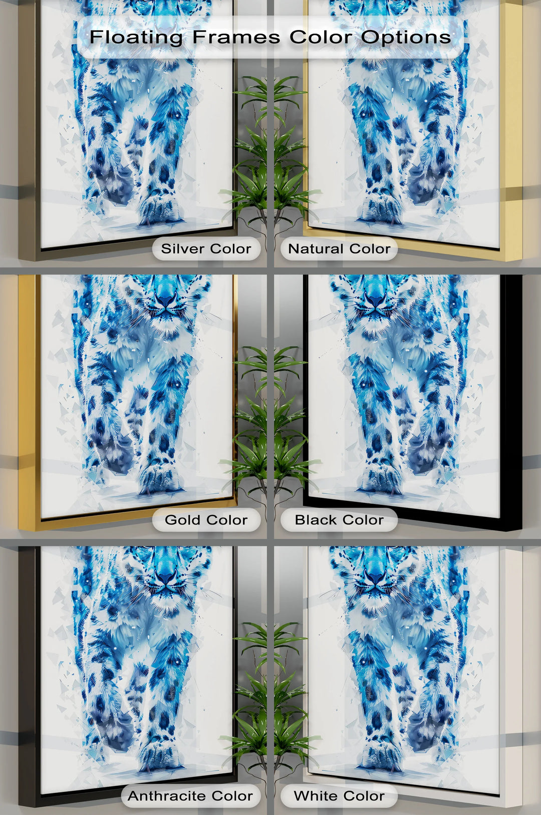 Frostborn Majesty – Blue Snow Leopard in Shattered Ice Style Canvas Prints - MyPhotoStation