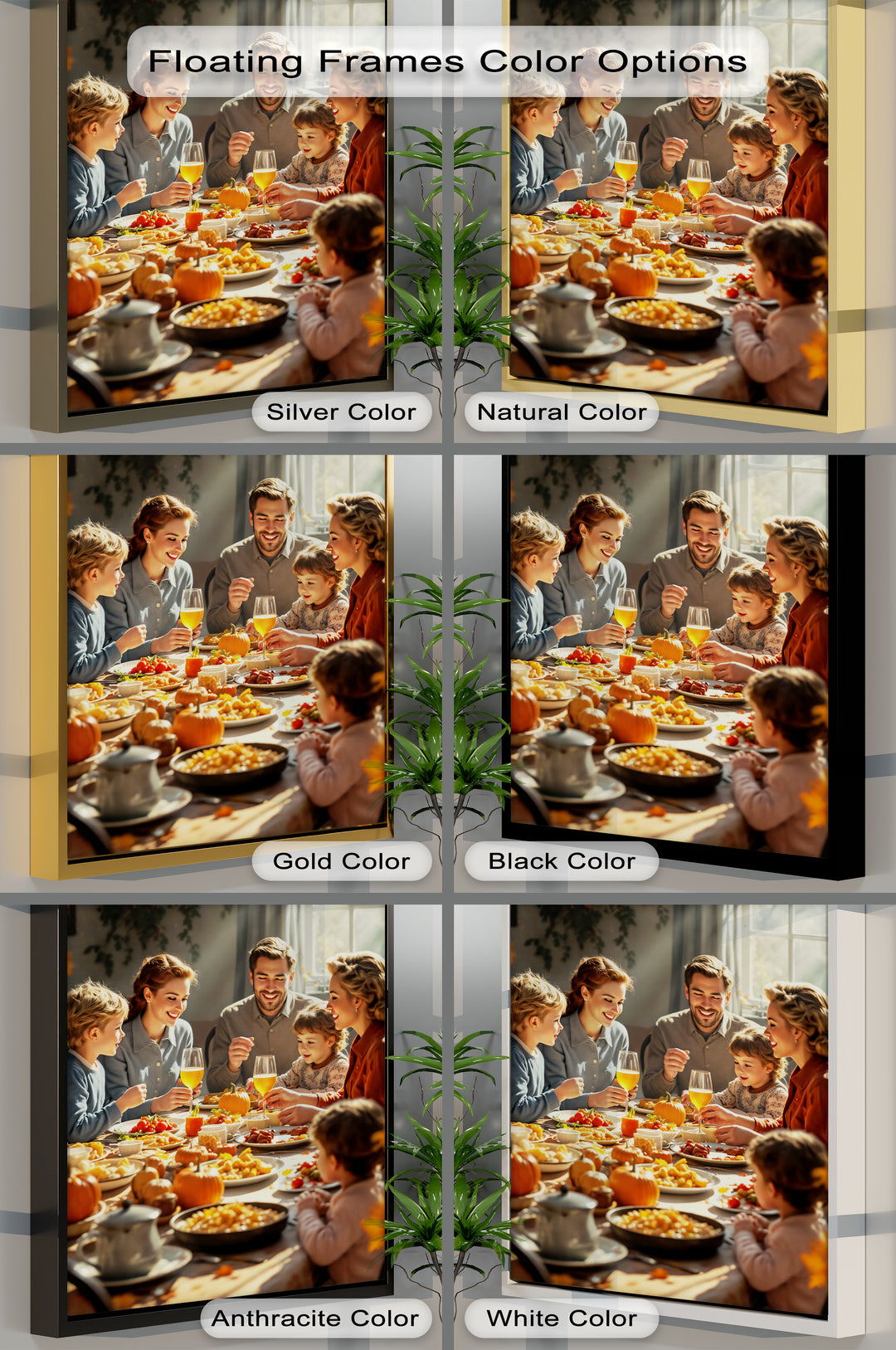 Harvest Blessings – Family Thanksgiving Canvas Wall Art | Framed Art