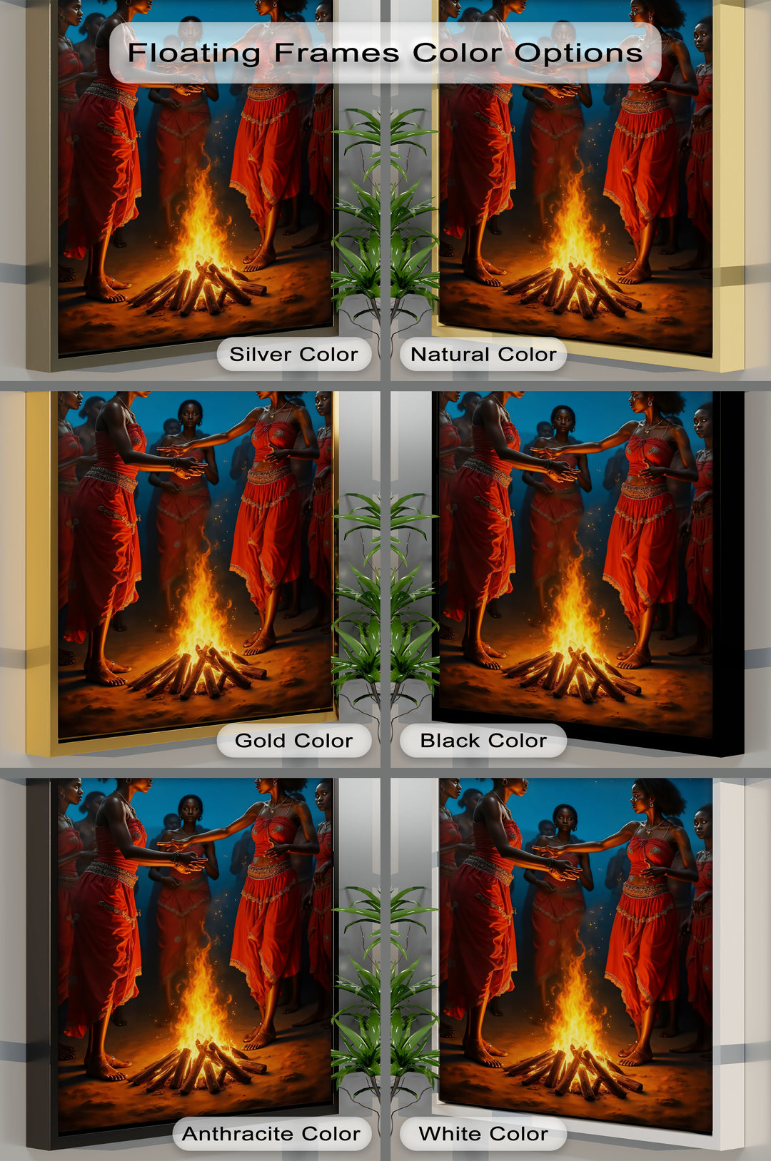 Sacred Fire Dance – African Tribal Women Canvas Wall Art | Framed Art