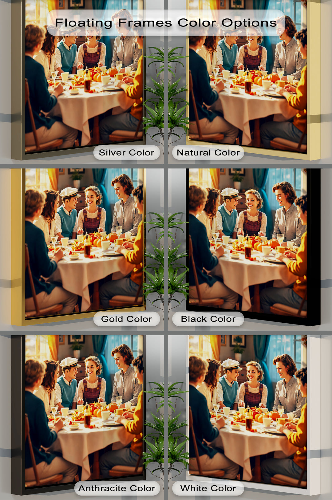 Autumn Gathering – Friends Around the Table Canvas Wall Art | Framed Art